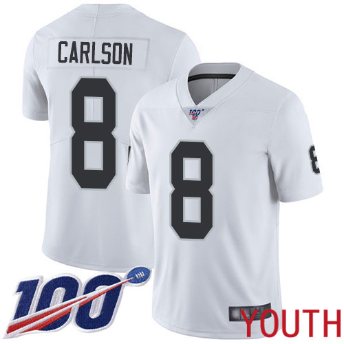 Oakland Raiders Limited White Youth Daniel Carlson Road Jersey NFL Football 8 100th Season Vapor Jersey